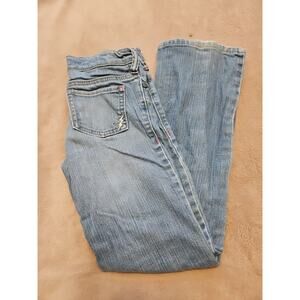 OLD NAVY size 8 Girls Light Blue Stretch Denim Jean Embroidered Lightening Bolts